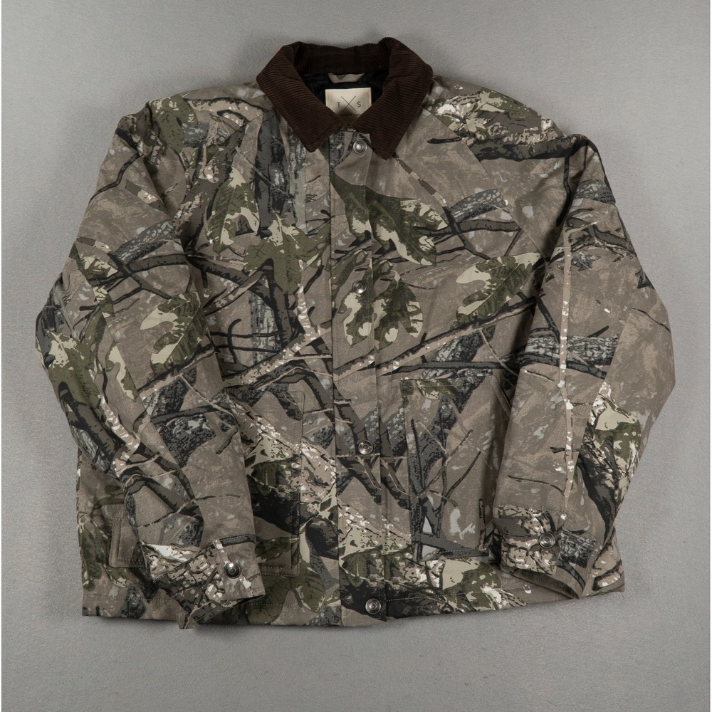 Thread & Supply Tree Torn Camo Jacket Brown Corduroy Collar Medium